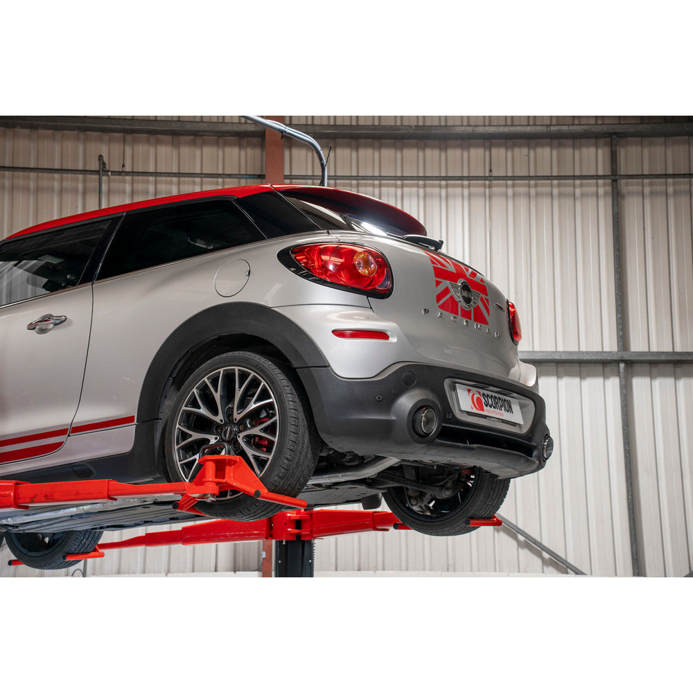 Scorpion Car Exhaust Cat-Back System (Non-Resonated) Twin 100mm Carbon Fibre Ascari for Mini Countryman R60 & Paceman R61 Cooper S All4 2010 - 2016