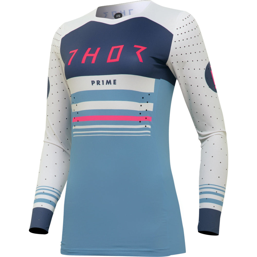 Thor Prime Blaze 2024 Ladies Motocross Jersey & Pants Blue Steel Vintage White Kit