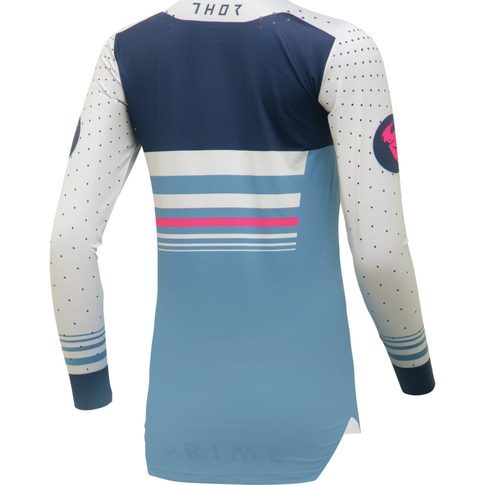Thor Prime Blaze 2024 Ladies Motocross Jersey & Pants Blue Steel Vintage White Kit