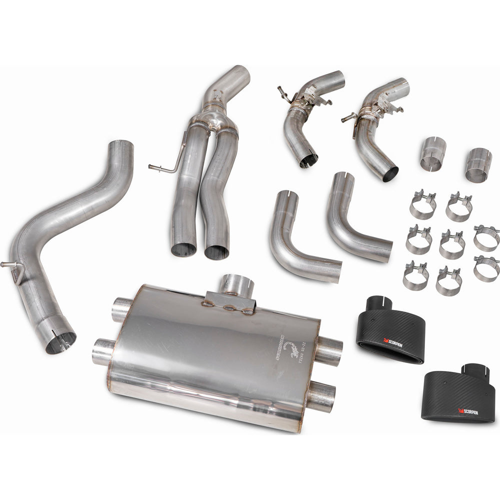 Scorpion Exhaust GPF-Back System (Non-Resonated, Valved) Twin Carbon Ascari Evo - Audi RS3 8V Facelift (GPF Model) 2017 - 2020