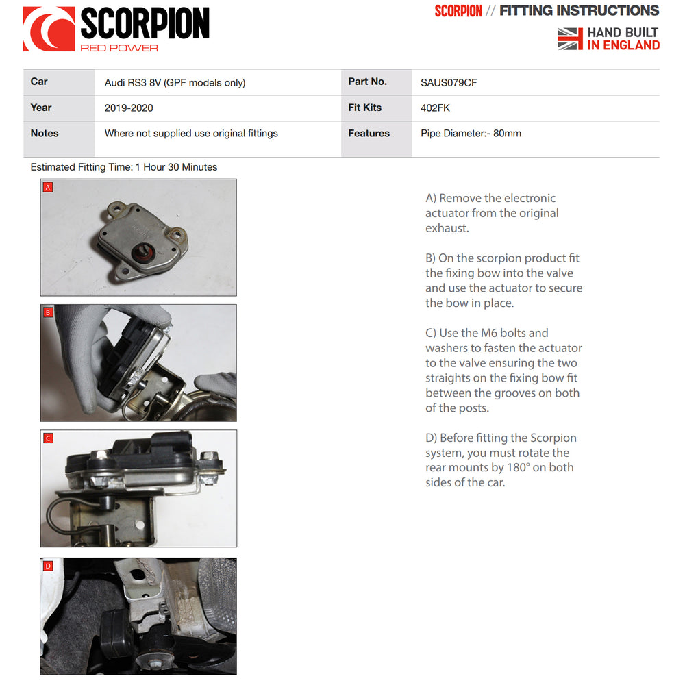 Scorpion Exhaust GPF-Back System (Non-Resonated, Valved) Twin Carbon Ascari Evo - Audi RS3 8V Facelift (GPF Model) 2017 - 2020