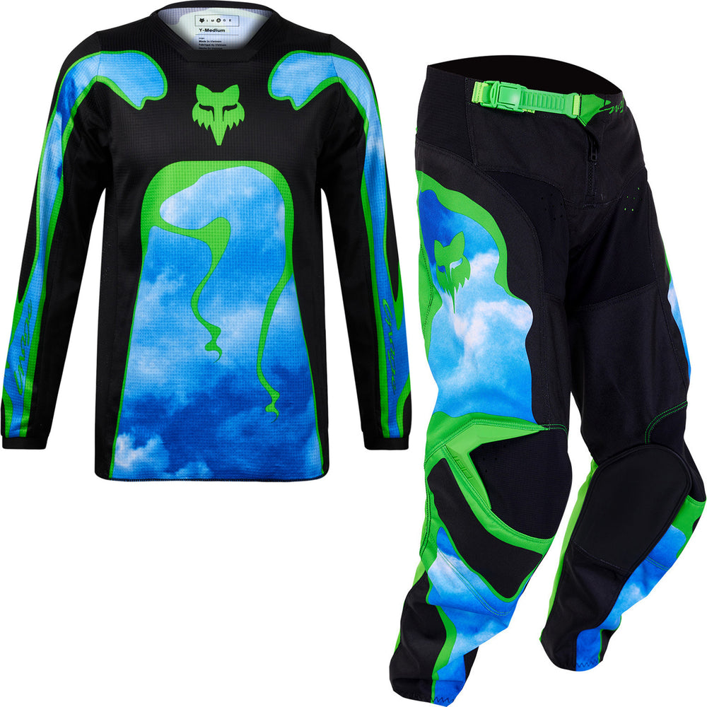 fox gear 2024 Fox Racing 2024 Youth 180 Atlas Motocross Jersey & Pants Black Green K
