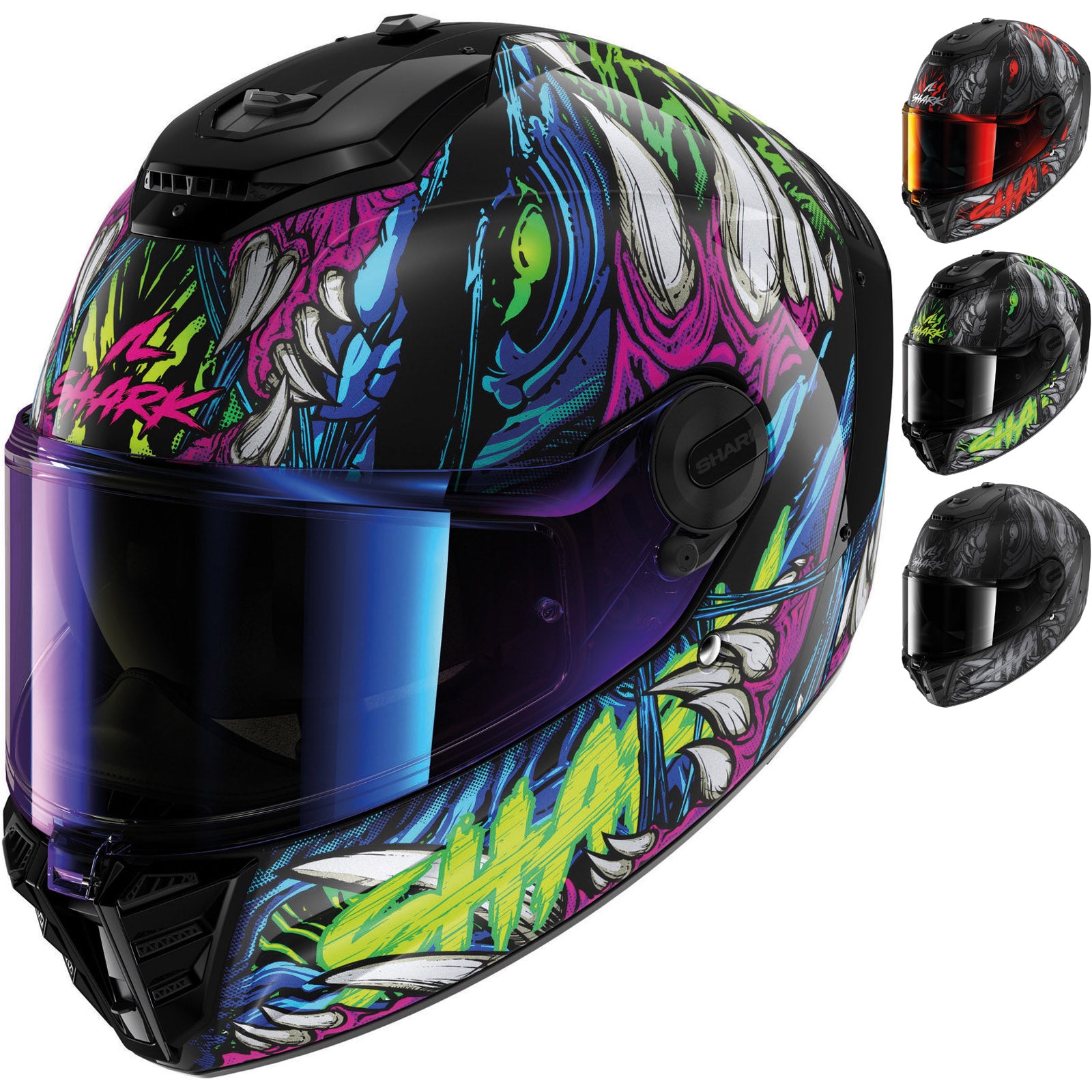 Casque Moto Intégral SHARK Spartan RS SHAYTAN - Noir Vert Violet - Homologué ECE 22.06 - Taille XXL (63-64cm) - Visière Pinlock Incluse