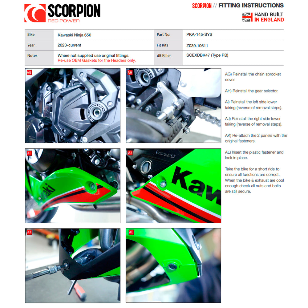 Scorpion Red Power Full System Stainless Steel Exhaust for Kawasaki Ninja 650 2023