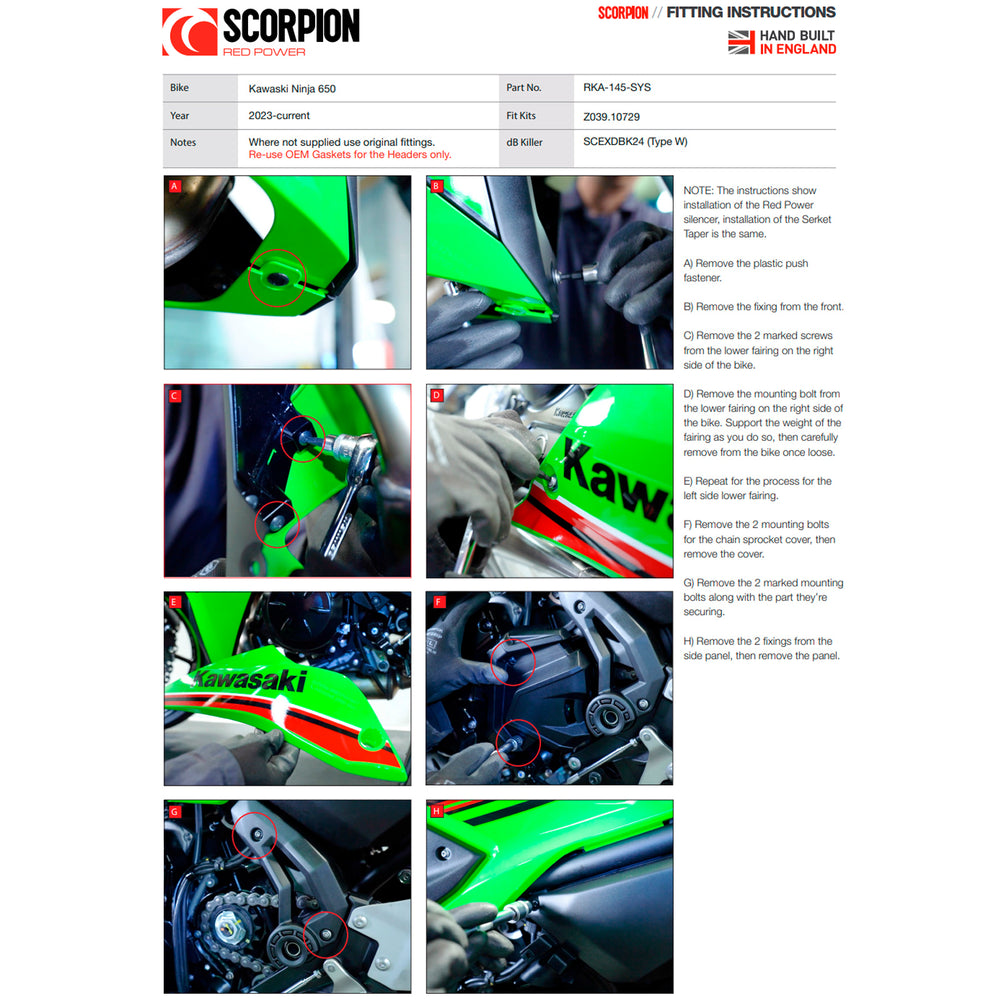Scorpion Serket Taper Full System Stainless Steel Exhaust for Kawasaki Ninja 650 2023