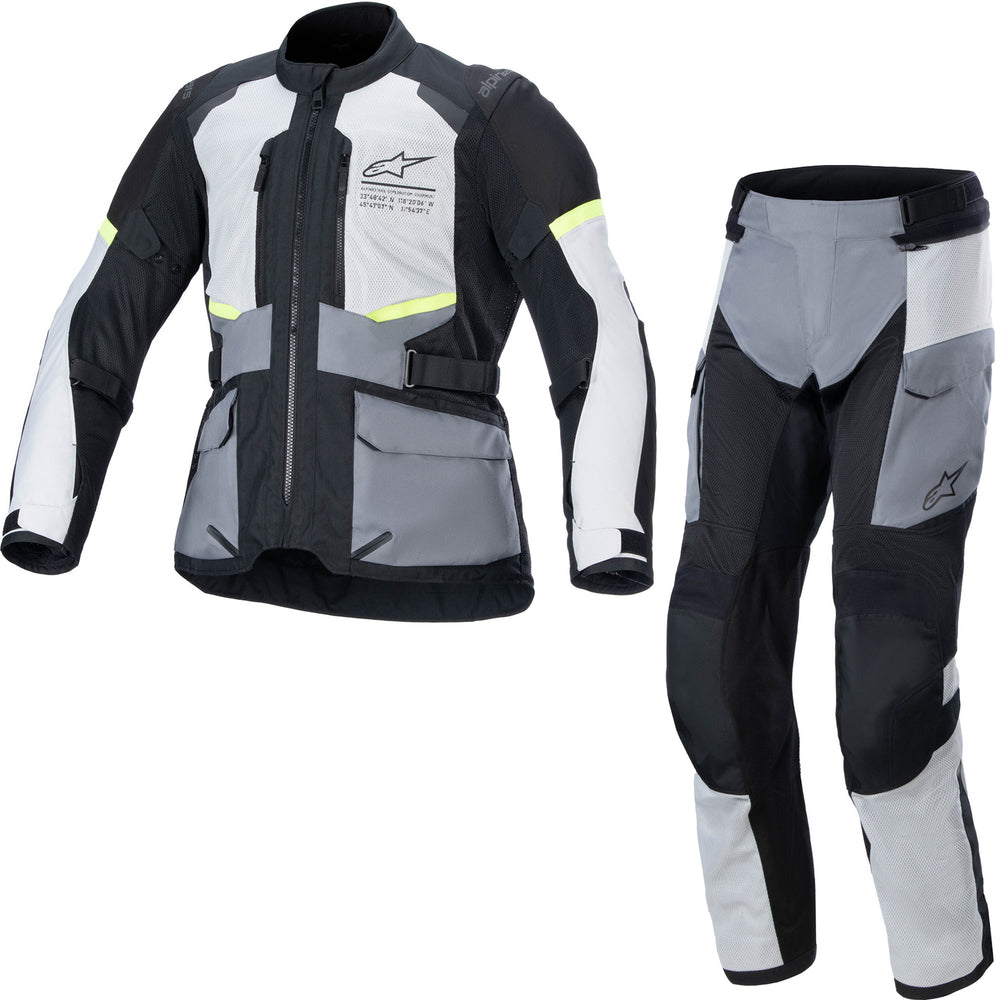 Alpinestars Andes Air DryStar Motorcycle Jacket & Trousers Ice Grey Dark Grey Black Kit
