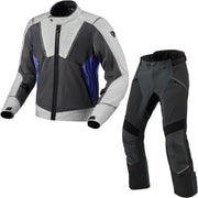 Rev It Airwave 4 Motorcycle Jacket & Trousers Light Grey Blue-Anthracite Kit