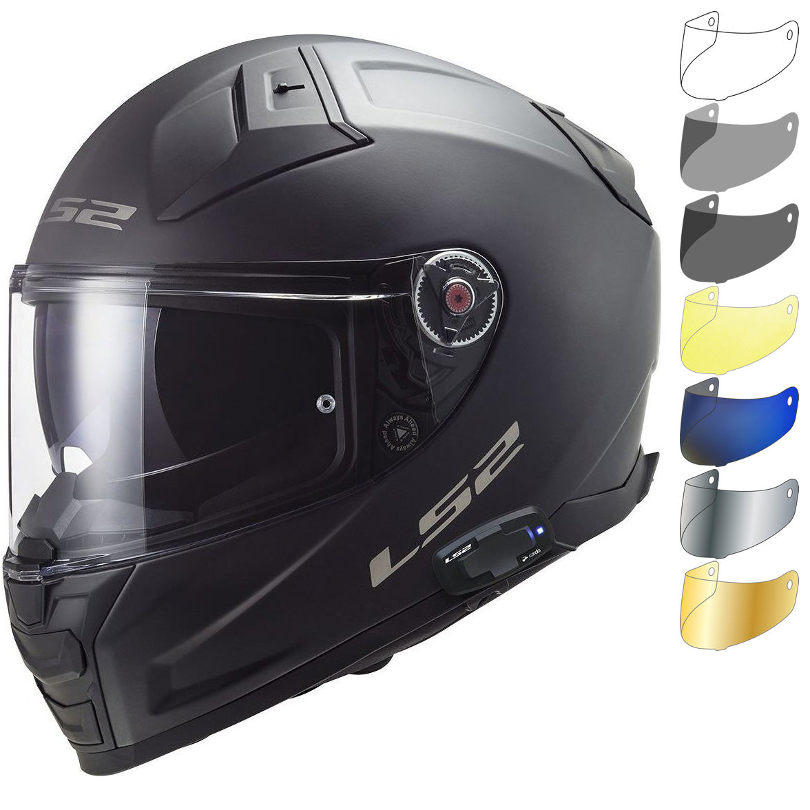 LS2 FF811 Vector II Solid Motorcycle Helmet + LS2 4X Bluetooth Interco ...