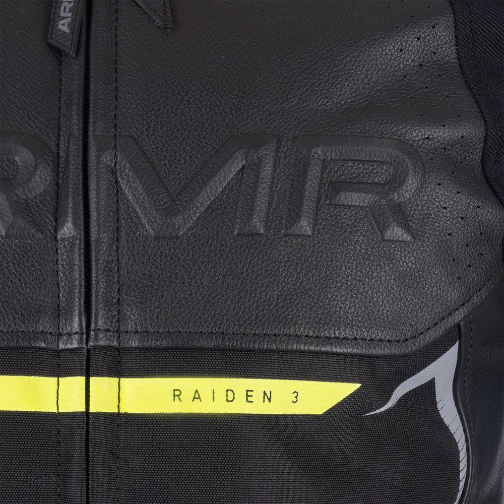 ARMR Raiden 3.0 Leather Motorcycle Jacket - Black Fluo Yellow