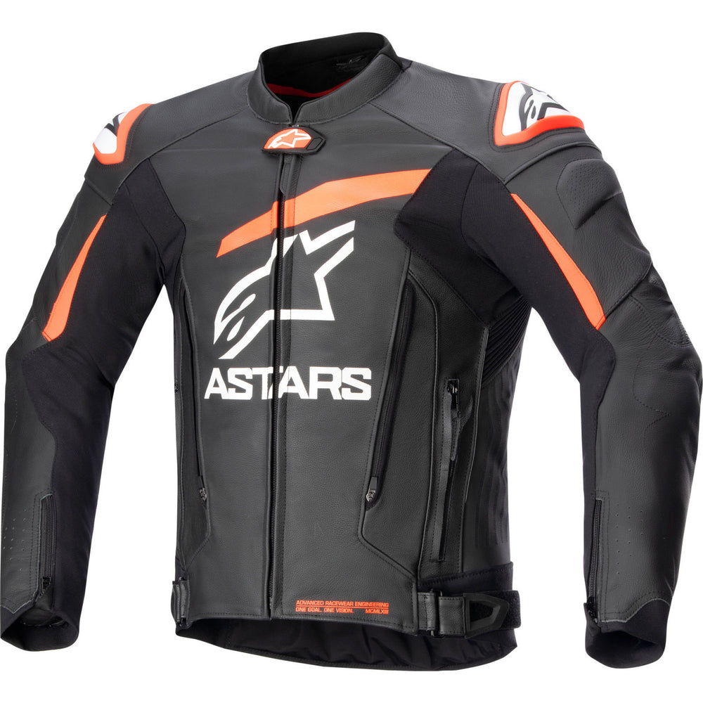 Alpinestars GP Plus V4 Leather Motorcycle Jacket - Black Red Fluo White