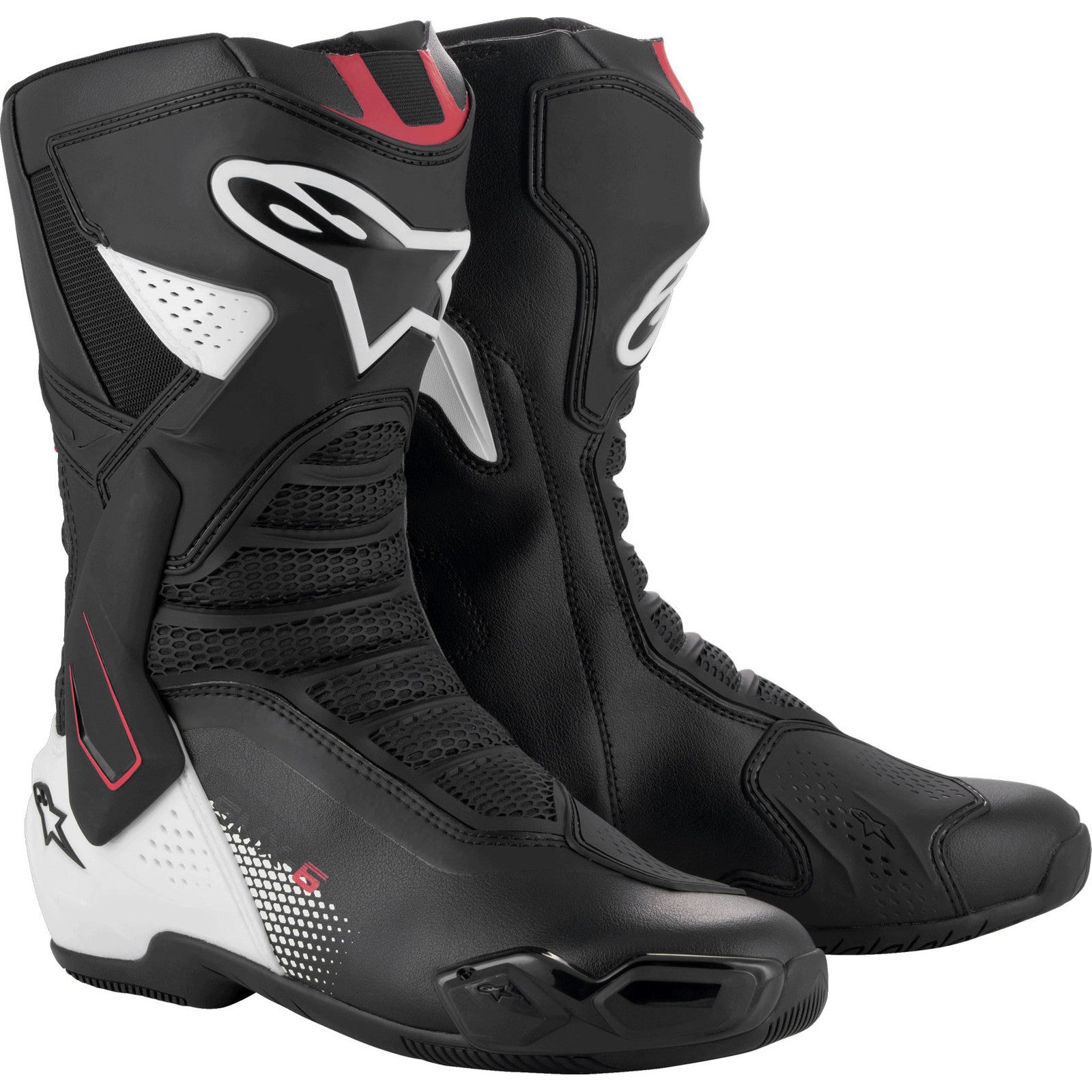 alpinestarバイクブーツ BLACK WHITE RED GRAPHIC Alpinestars SMX-6 V3 Motorcycle Boots - Black White Red Graphic