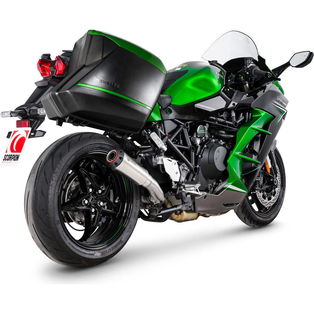 Scorpion Red Power Stainless Steel Slip-On Exhaust For Kawasaki Ninja H2 SX 2022-2025