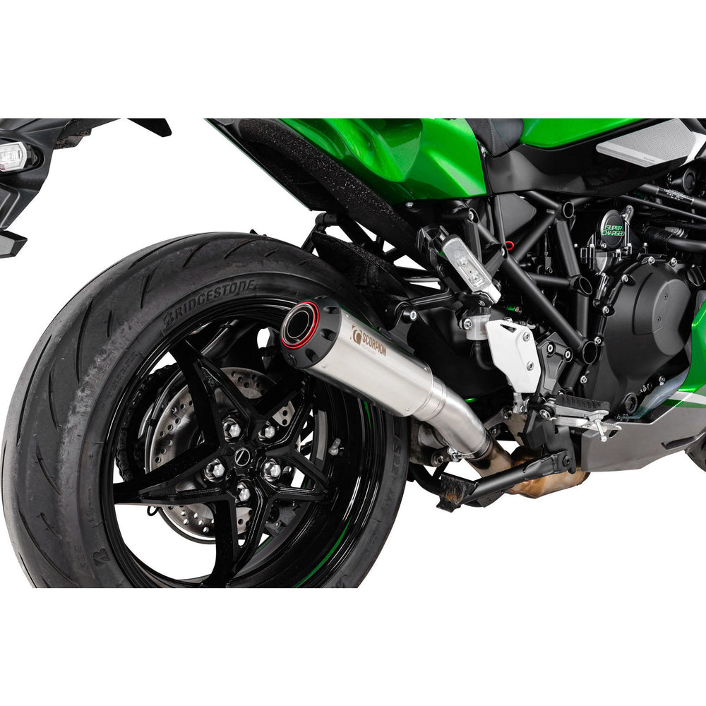 Scorpion Red Power Stainless Steel Slip-On Exhaust For Kawasaki Ninja H2 SX 2022-2025
