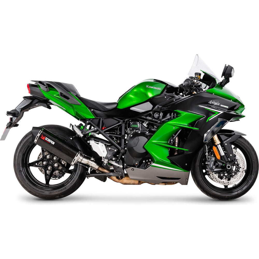 Scorpion Serket Parallel Carbon Fibre Slip-On Exhaust for Kawasaki Ninja H2 SX 2022 - 2024