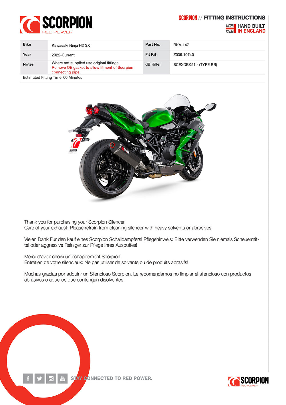 Scorpion Serket Parallel Stainless Steel Slip-On Exhaust For Kawasaki Ninja H2 SX 2022-2025