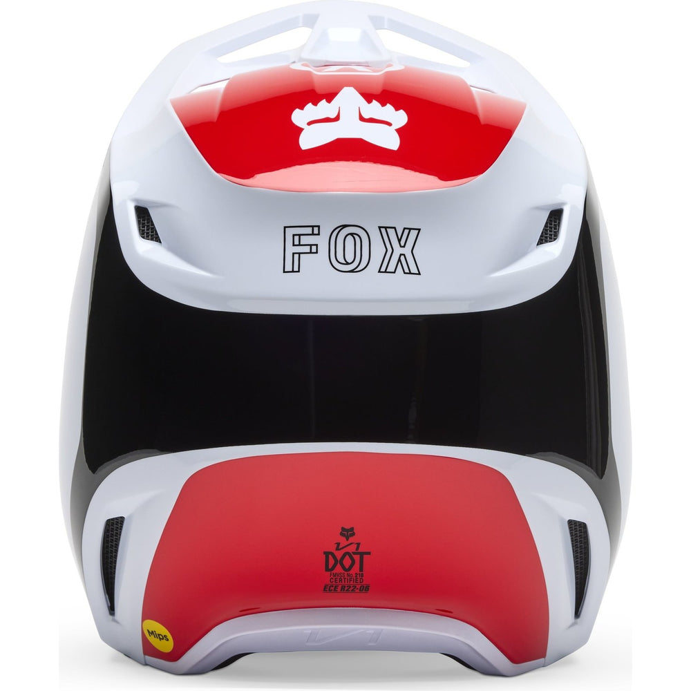 Fox Racing 2025 V1 MIPS Flow Motocross Helmet - White Red
