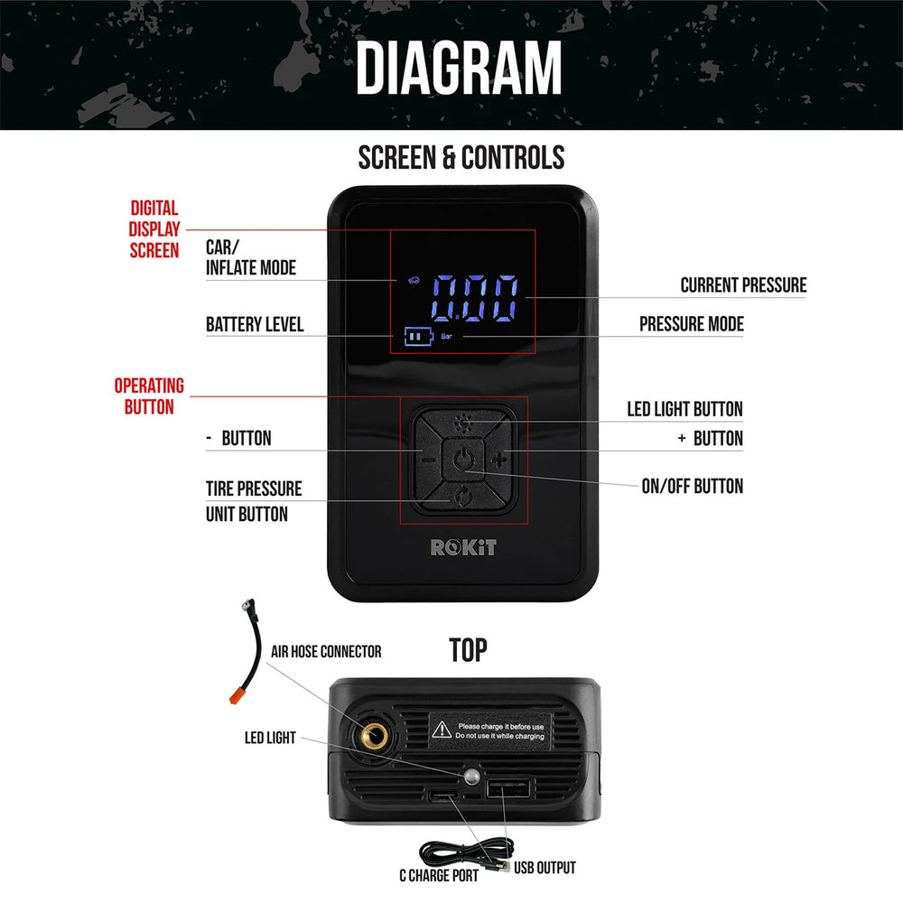 Rokit Up 5200mAh Portable Tire Inflator Ti1