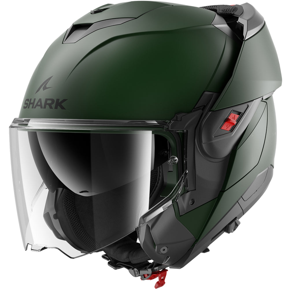 buy a green motorcycle helmet Shark Oxo Blank Mat Flip Front Motorcycle Helmet