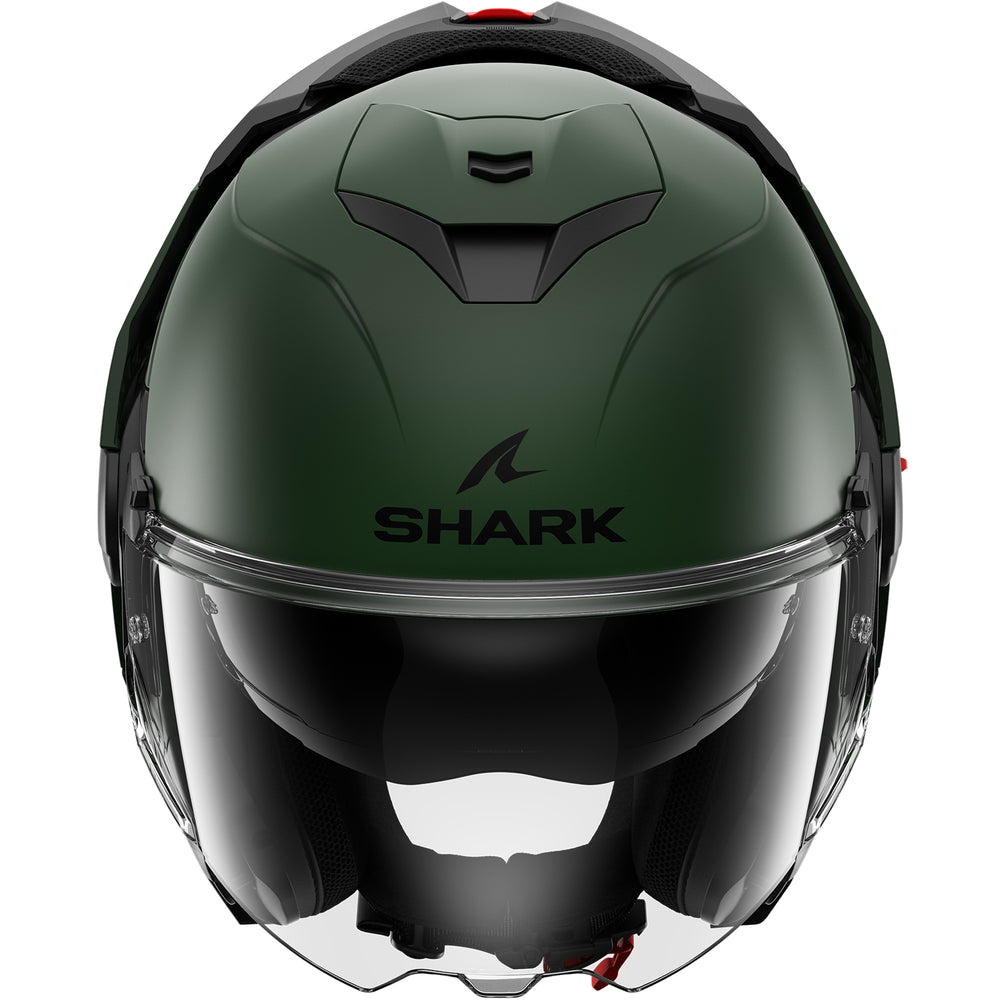 dark green motorcycle helmet Shark Oxo Blank Mat Flip Front Motorcycle Helmet
