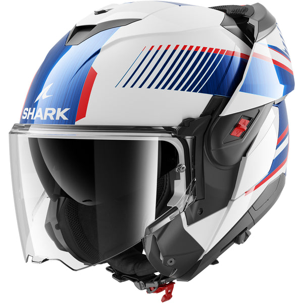 blue chrome motorcycle helmet Shark Oxo Sikter Flip Front Motorcycle Helmet