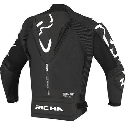 Richa Stradale Leather Motorcycle Jacket - Black White