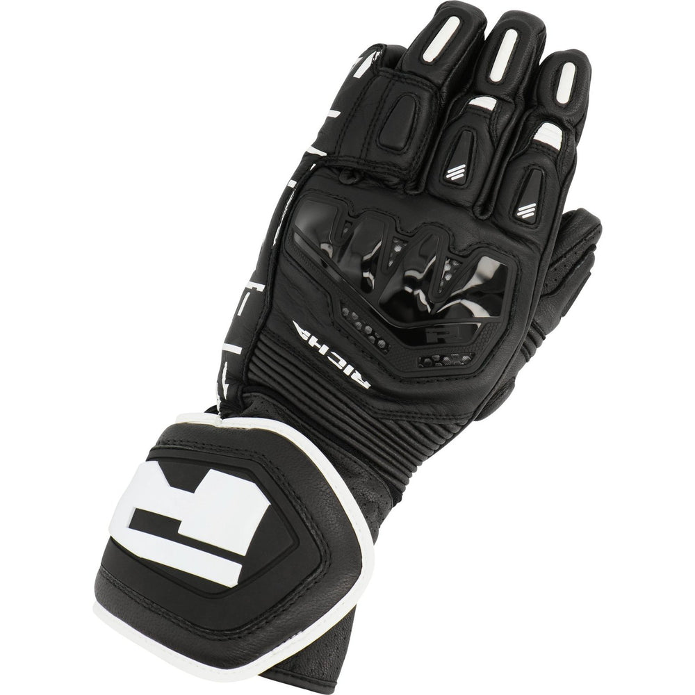 Richa Stradale Leather Motorcycle Gloves - Black White