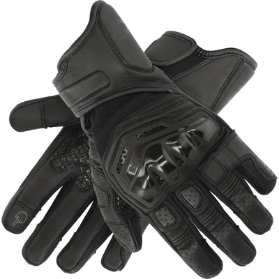 Richa Stradale Stealth Leather Motorcycle Gloves - Black Black