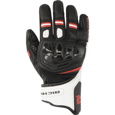 Richa Stradale Stealth Leather Motorcycle Gloves - Black White Red
