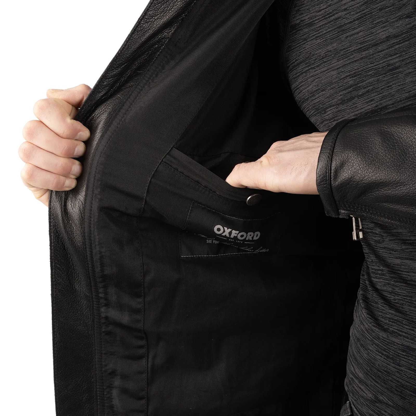 Oxford Walton 2.0 Leather Motorcycle Jacket - Black – Ghostbikes