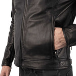 Oxford Walton 2.0 Leather Motorcycle Jacket - Black
