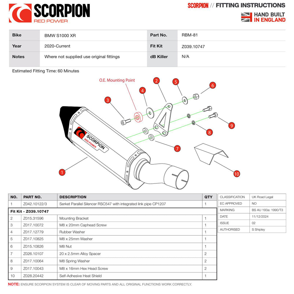 Scorpion Serket Parallel Stainless Steel Slip-On Exhaust For BMW S1000 XR 2020-2025