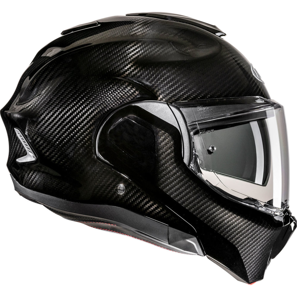 HJC F100 Carbon Plain Flip Front Motorcycle Helmet - Carbon Black