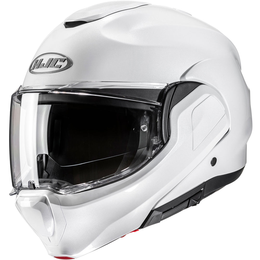 HJC F100 Plain Flip Front Motorcycle Helmet - Pearl White