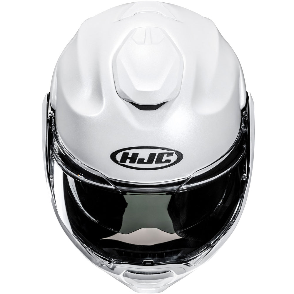 HJC F100 Plain Flip Front Motorcycle Helmet - Pearl White