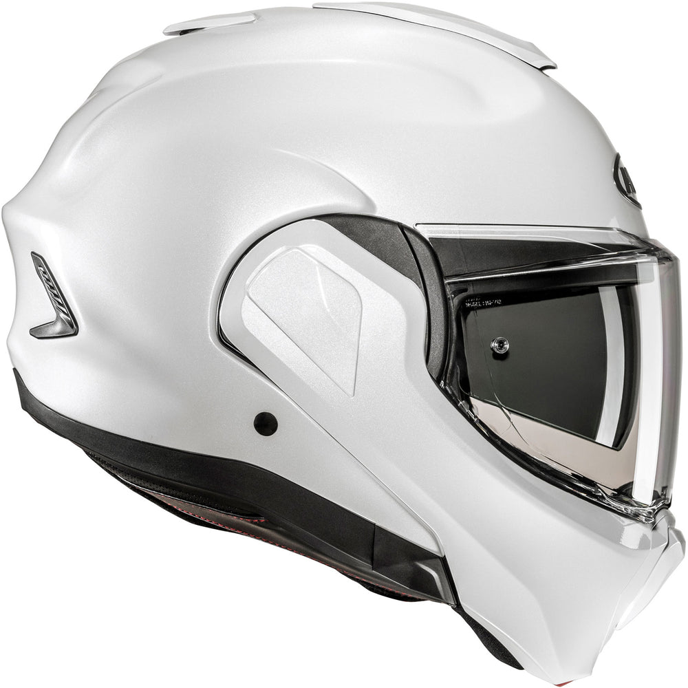 HJC F100 Plain Flip Front Motorcycle Helmet - Pearl White
