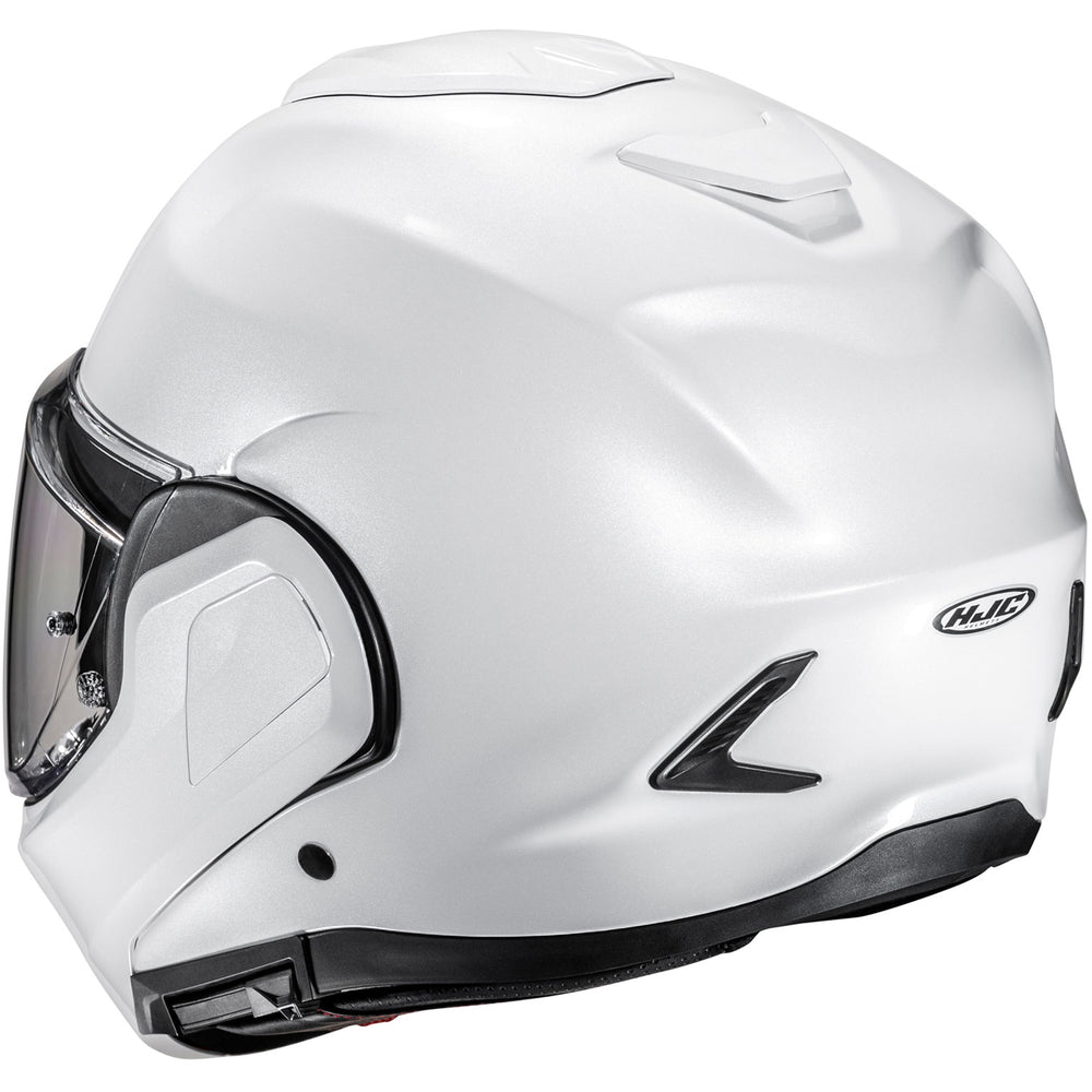 HJC F100 Plain Flip Front Motorcycle Helmet - Pearl White