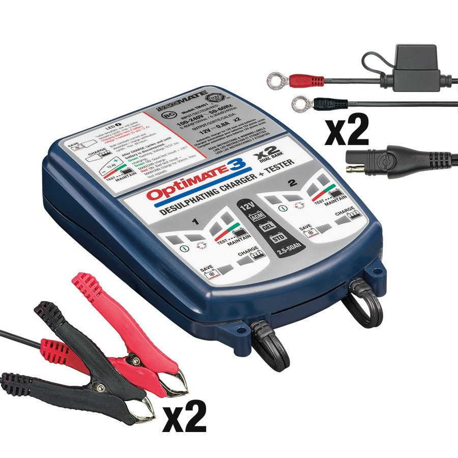 TecMate Optimate 3 X 2 Bank Battery Charger