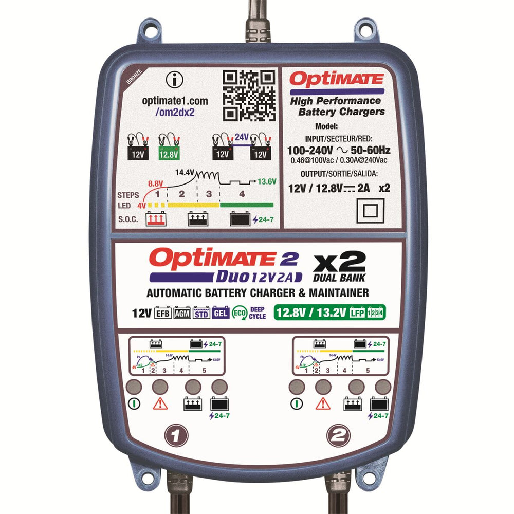 TecMate Optimate 2 Duo X 2 Bank Battery Charger