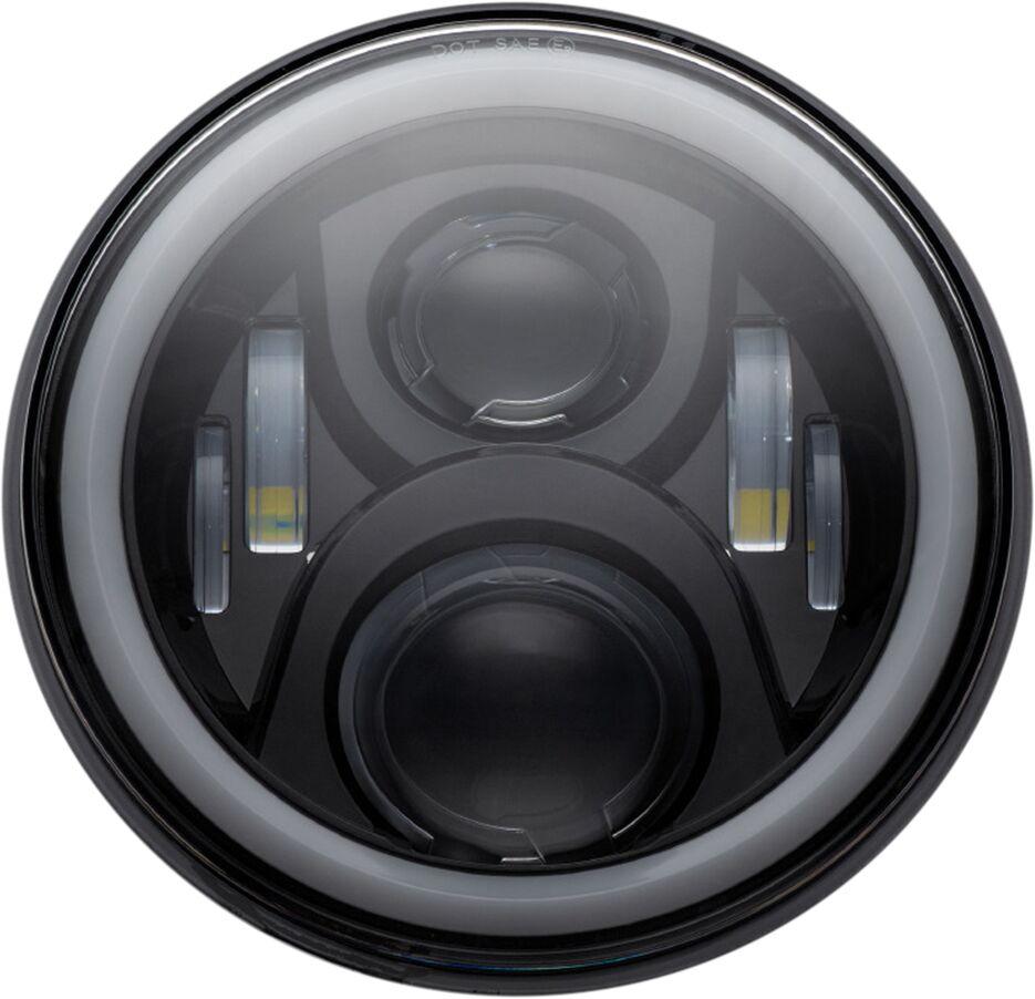 Custom Dynamics 7" LED Halo Headlamp with Mounting Ring For Harley Davidson FLD 1690 2012-2013 Black