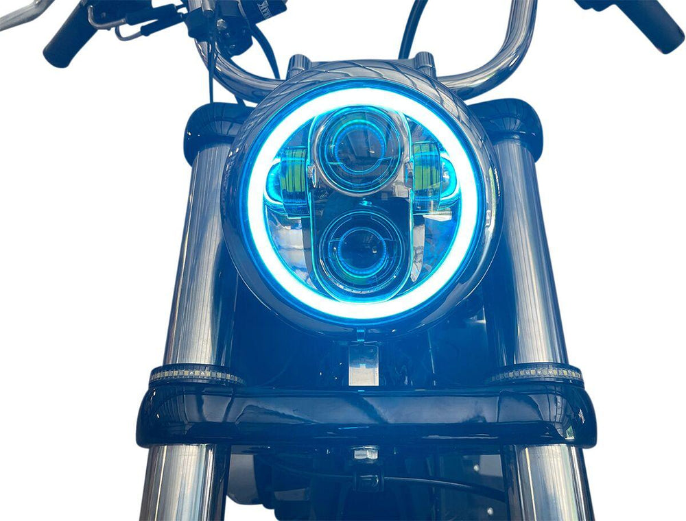 Custom Dynamics ProGlow LED Headlamp with Colour Changing Halo For Harley Davidson FLSTSB 1584 2008-2011 Front Chrome Chrome Clear