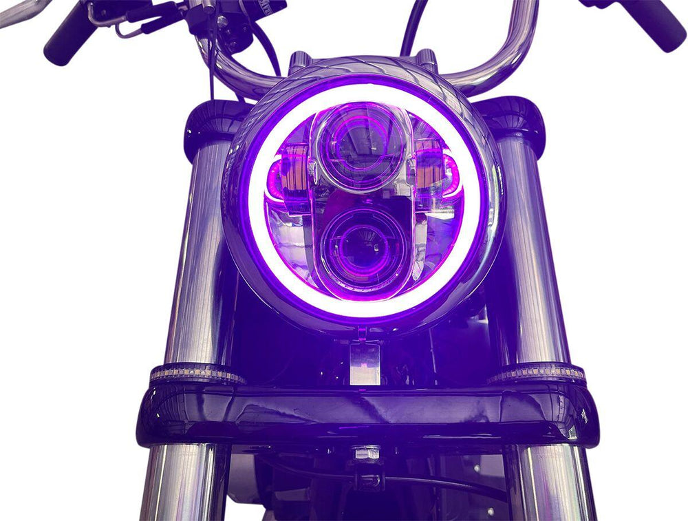 Custom Dynamics ProGlow LED Headlamp with Colour Changing Halo For Harley Davidson FLSTSB 1584 2008-2011 Front Chrome Chrome Clear