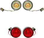 Custom Dynamics Complete Front & Rear Turn Signal Conversion Kit with Bullet Bezel Lenses For Harley Davidson FLD 1690 2012-2013 Chrome Clear Red