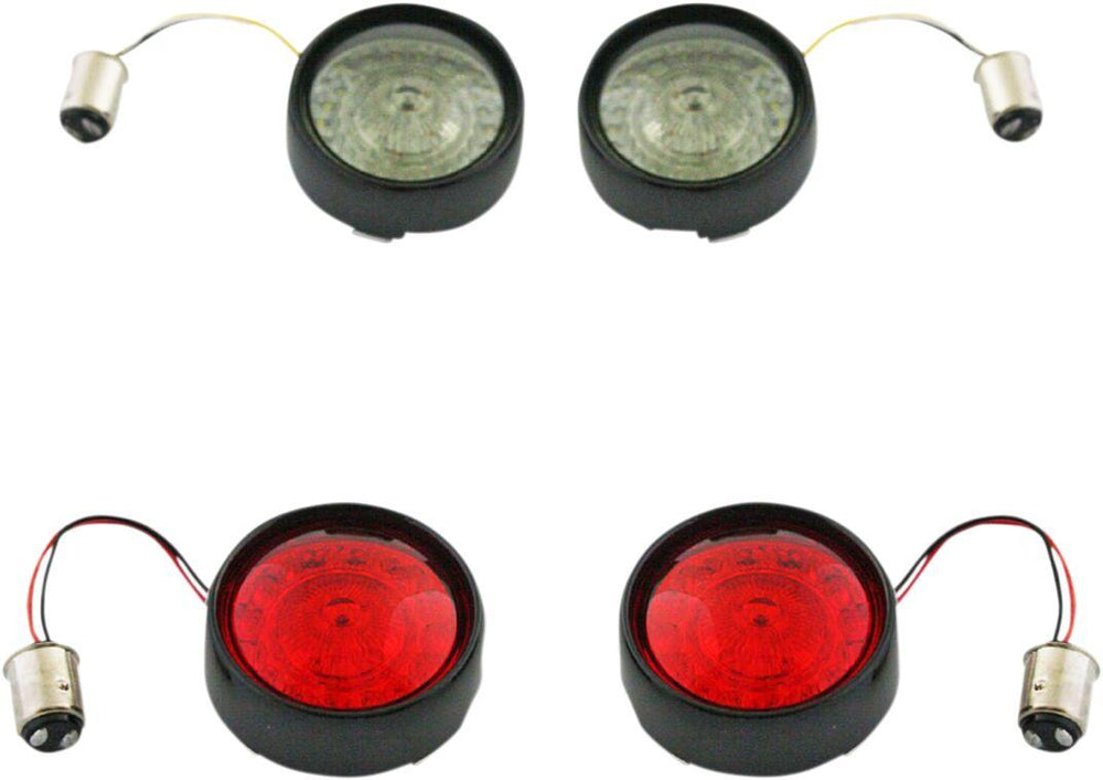 Custom Dynamics Complete Front & Rear Turn Signal Conversion Kit with Bullet Bezel Lenses For Harley Davidson FLD 1690 2012-2013 Black Red Smoke