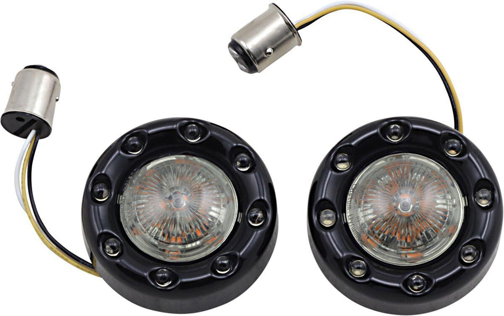 Custom Dynamics ProBeam Bullet Ringz 1157 Front Turn Signals For Harley Davidson FLD 1690 2012-2013 Front Black Gloss Smoke