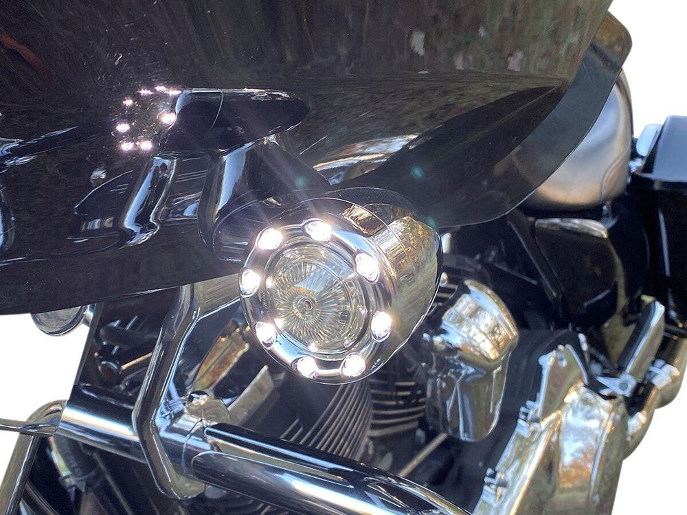 Custom Dynamics ProBeam Bullet Ringz 1157 Front Turn Signals For Harley Davidson FLD 1690 2012-2013 Front Chrome Smoke