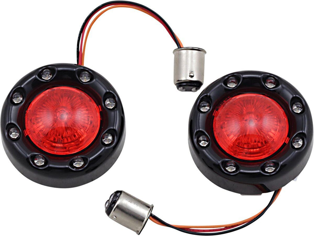 Custom Dynamics ProBeam Bullet Ringz 1157 Rear Turn Signals For Harley Davidson FLD 1690 2012-2013 Rear Black Gloss Red