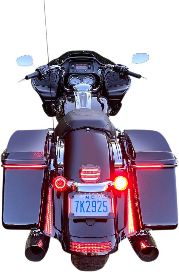 Custom Dynamics Genesis 4 Red Ring LED Turn Signal Inserts For Harley Davidson FLFB 1750 2018-2019 Rear