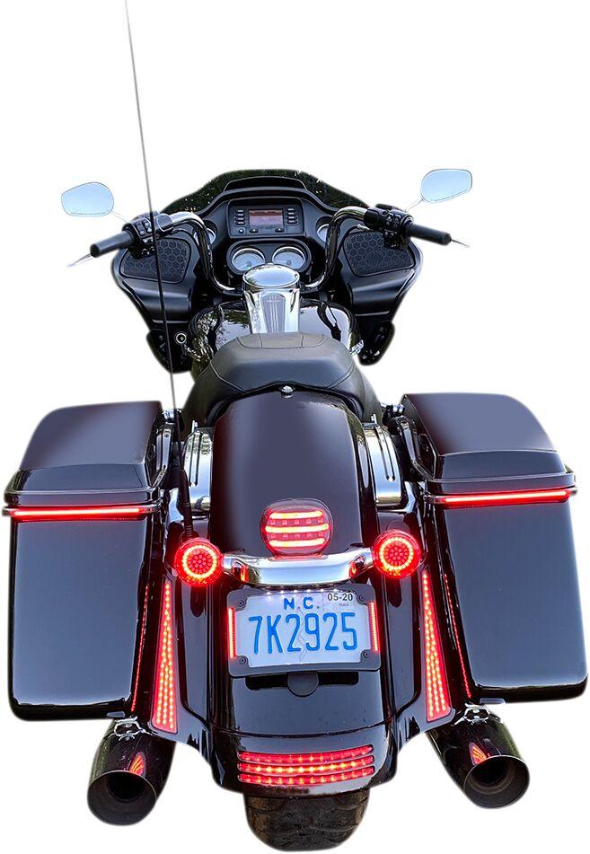 Custom Dynamics Genesis 4 Red Ring LED Turn Signal Inserts For Harley Davidson FLFB 1750 2018-2019 Rear