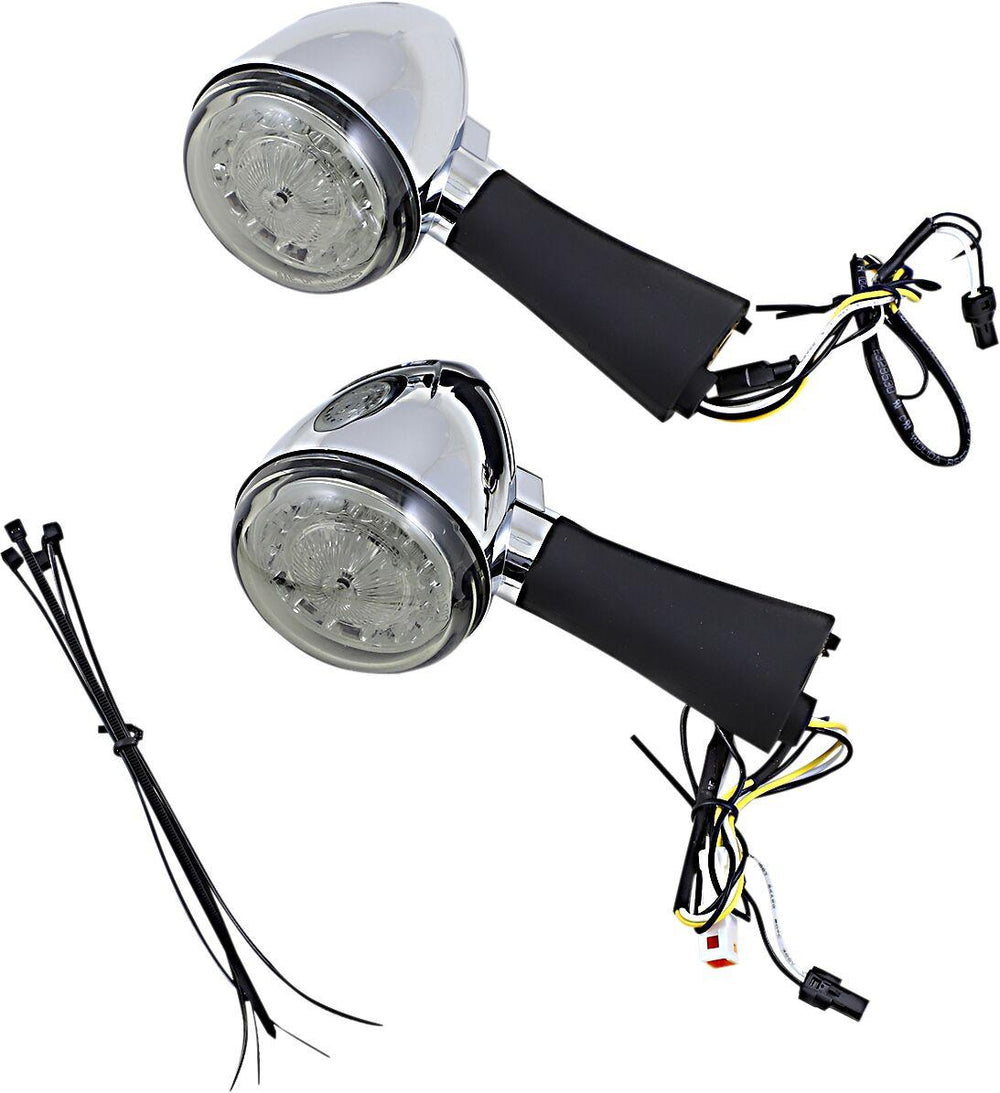 Custom Dynamics ProBeam Red Ring Turn Signal LEDs For Indian Scout 60 2016-2022 Rear Chrome Smoke
