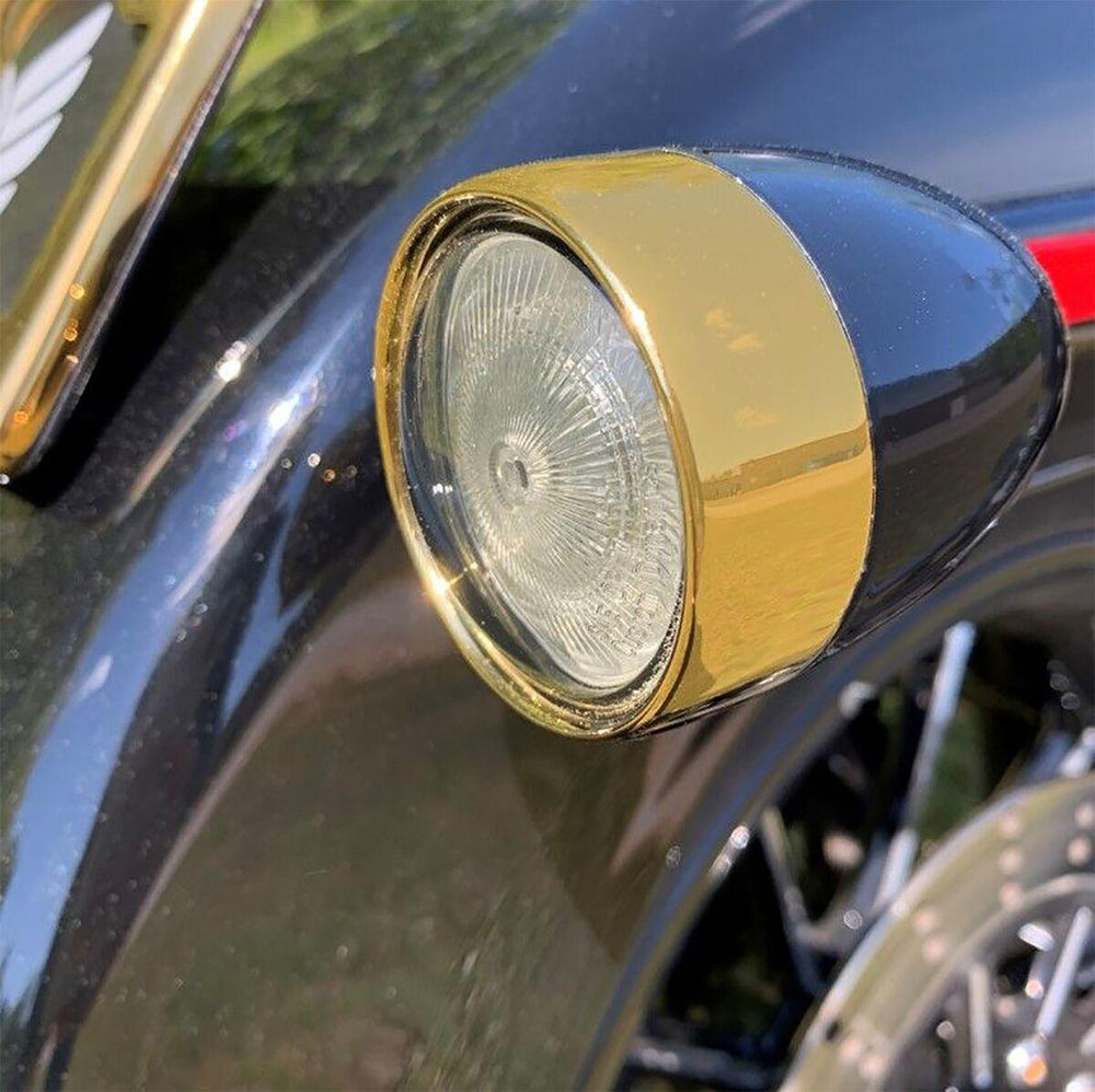 Custom Dynamics Bezel Lenses for ProBeam Bullet Turn Signals For Harley Davidson FLD 1690 2012-2013 Gold Smoke